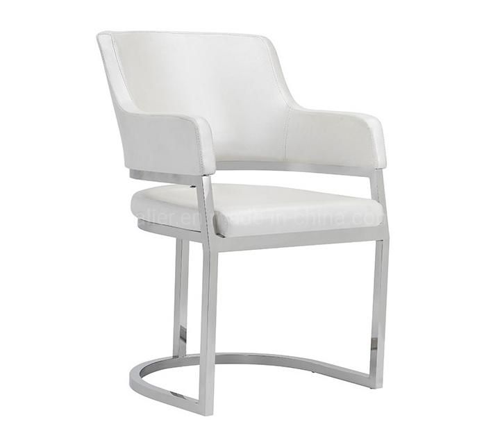 Fashion Design White PU Leather Dining Chairs For Home Restaurant