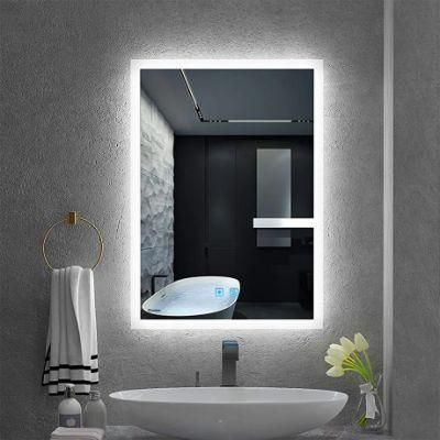 Factory OEM Illuminated IP44 Frameless LED Bathroom Mirror with Touch Button
