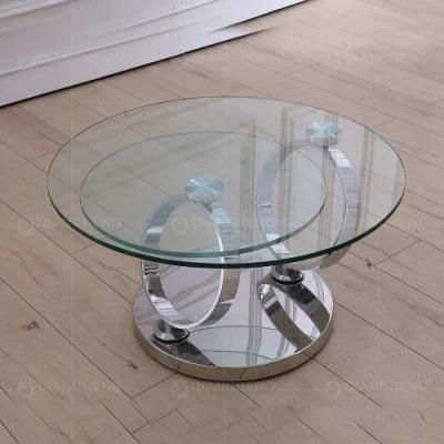 Home Decor Living Room Modern Glass Round Rotating Coffee Table