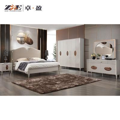 Fashion Design Home Furniture Wood Bedroom Furniture Set with Fabric