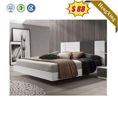 Latest Modern Design Wooden Hotel Bedroom Furniture Wardrobe Nightstand Double King Bed with Mattress