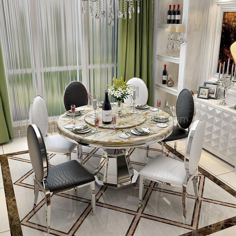Contemporary English Luxury Gold Metal Round Shape Dining Table