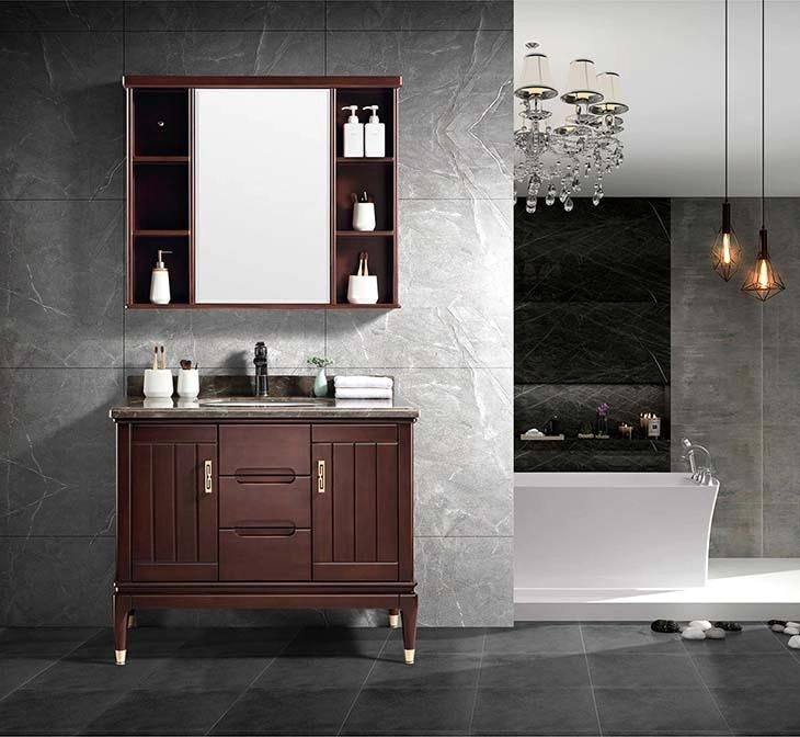 High Grade Europeanplywood Bathroom Cabinet Combination Mirror Cabinet Marble Table