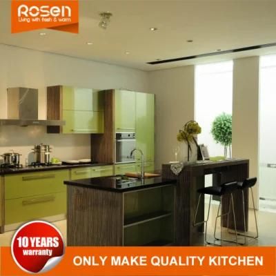 Custom Green Paint Laminate Covered Kitchen Cabinets for Sale