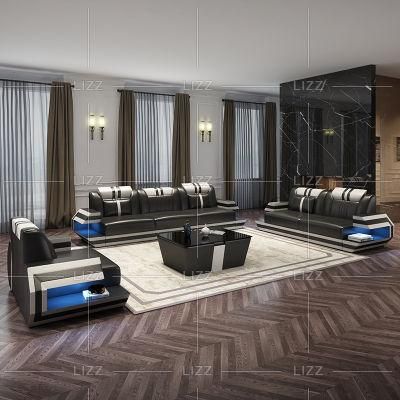 Wholesale High Quality Modular Style Top Grain Geniue Leather Modern Home Sofa with LED Lights