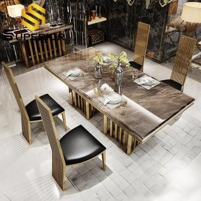 Hot Selling Modern High Quality Brown Marble Dining Chairs Tables