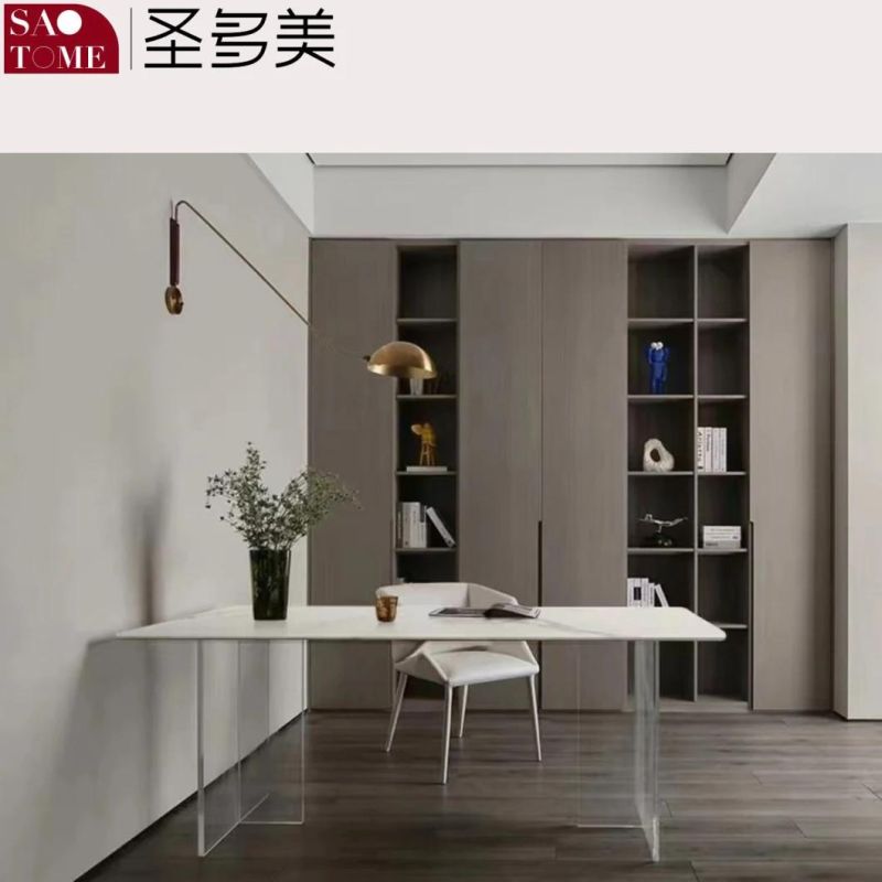 Modern Living Room Rock Board Furniture Transparent Flat Long Foot Dining Table