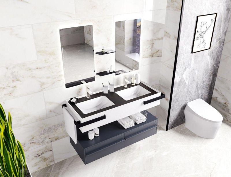 Indoor Cost Price New Design Fashion Polywood Bathroom Cabinet