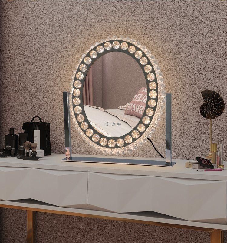 Oval Crystal Mirror Diamond Glass Vanity LED Makeup Mirror