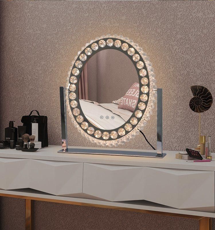 Oval Crystal Mirror Diamond Glass Vanity LED Makeup Mirror