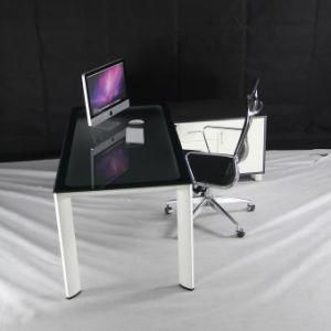 Modern Type Glass Manager Desk on Metal Frame