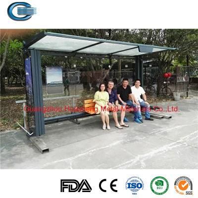 Huasheng Bus Stop Benches China Bus Stop Shelter Supply Modern Polycarbonate Roof Aluminum Outdoor Car Shelter