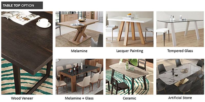 Custom Mhna013 Simple Design Modern Wood Veneer Set 6 Chairs Dining Table