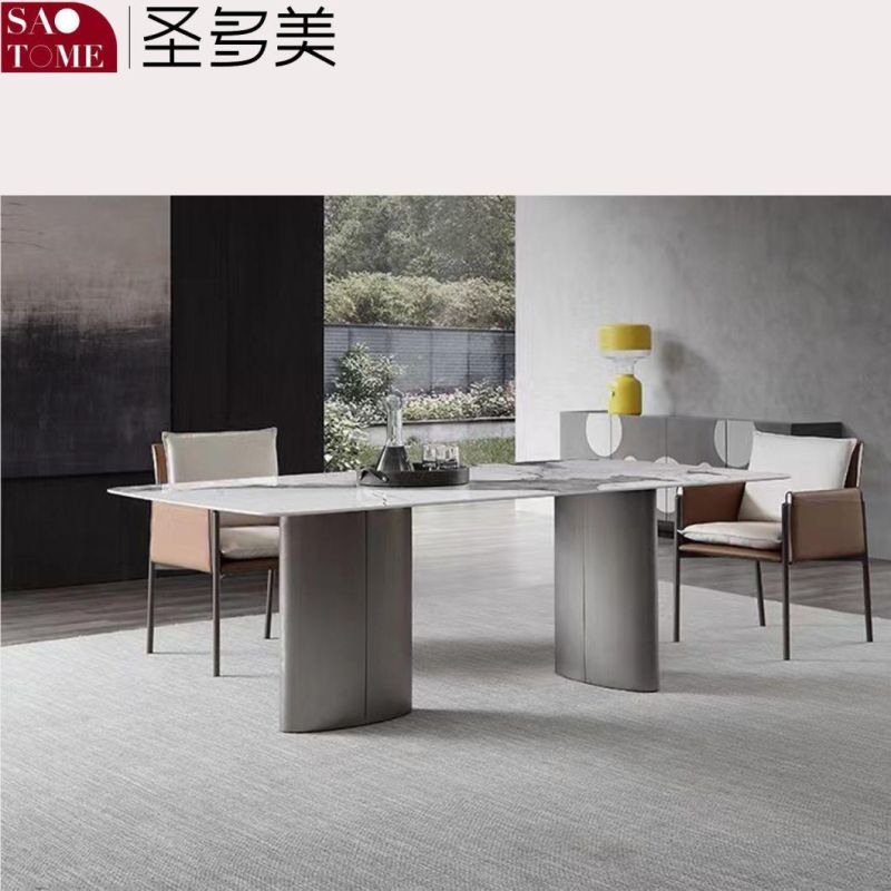 Modern Living Room Dining Room Furniture Gray Titanium Two Flat Long Foot Dining Tables