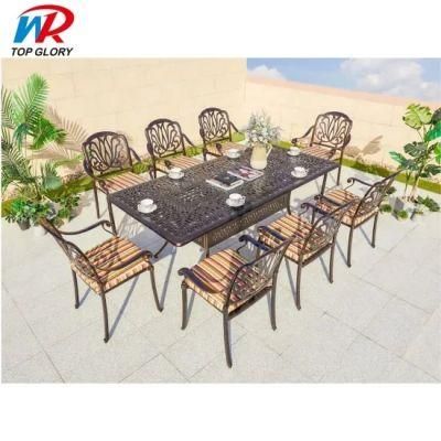 China Factory Hot Sale Modern Patio Dining Garden Cast Aluminium Furniture Dining Table