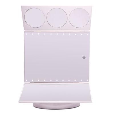 Professional Trifold Dimmable Brightness LED Makeup Mirror