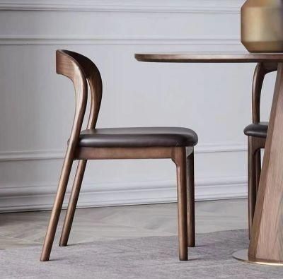 Modern Fabric Solid Wood Upholstered Dining Chair Restaurant Kitchen Leather Cafe Wooden Chair