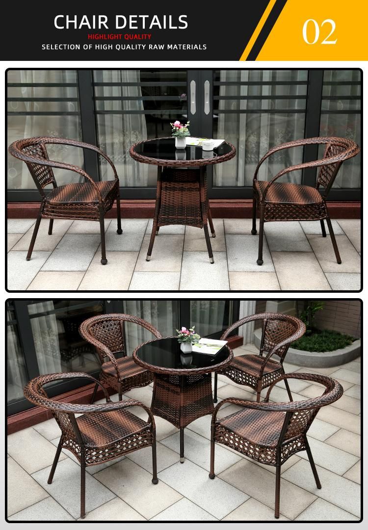 Chinese Style Modern Leisure Outdoor Garden Terrace Dining Room Home Living Room Wooden Table Wicker Rattan Sofa Furniture