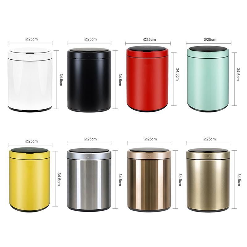 9L Kitchen Stainless Steel Metal Trash Can Modern Dust Bin Gold