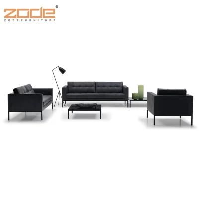 Zode Modern Home/Living Room/Office Furniture Wholesales 1+1+3 Black Modern Office Minimalism Leather Sofa Set