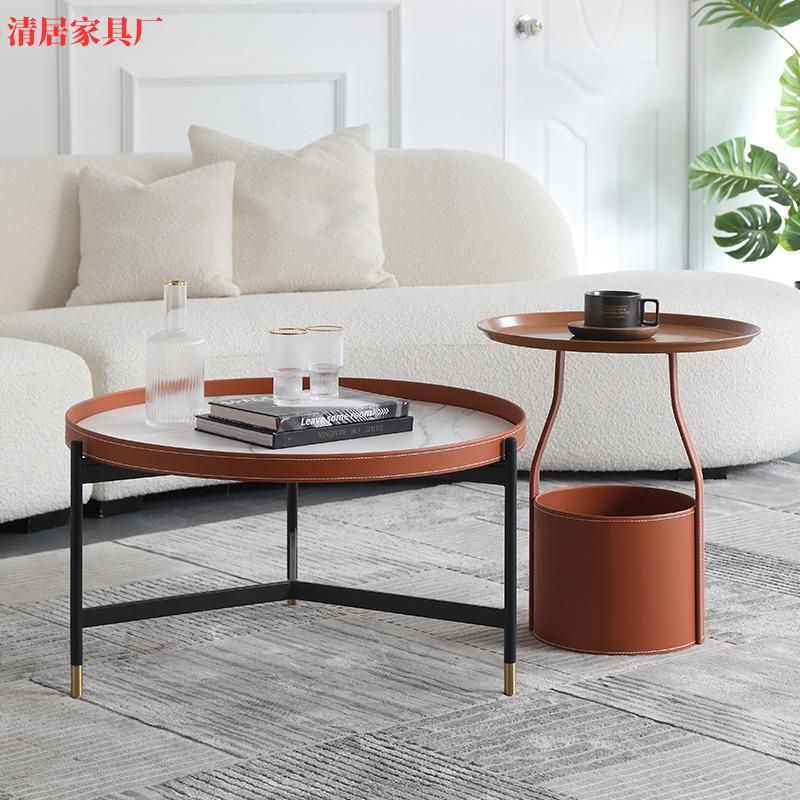 Leather Furniture Marble Rock Plate Coffee Table