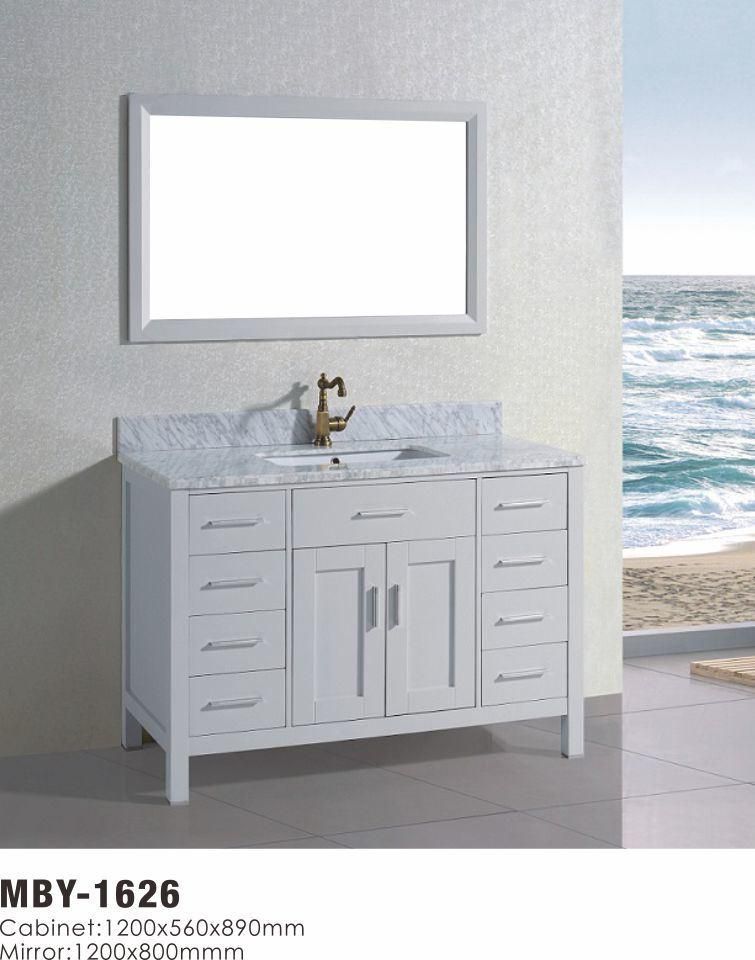 Wood Bathroom Vanity with Marble Top Fashion Cabinet Vanity