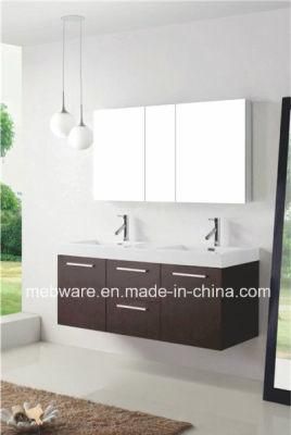 Double Cabinet MDF Bathroom Vanity with Ceramic Basin