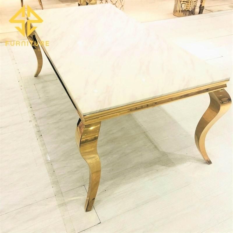Sawa Banquet Stainless Steel Frame Marble Top Hotel Table for Sale