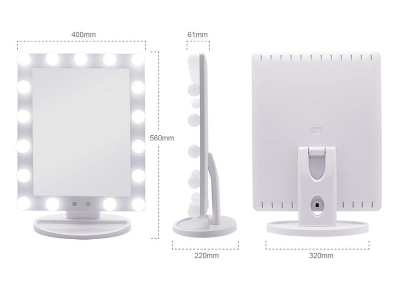 Fashion Beauty Hollywood Makeup LED Table Mirror with Swivel Viewing Angle