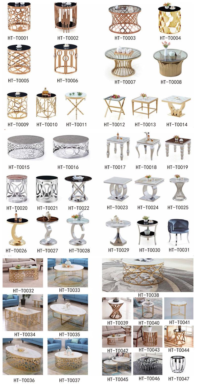 Modern Mirror Surface Stone Glass Round Heart Cake Table Dinner Table Gold King Bride Banquet Table 8 People Rectangular Metal Restaurant Table