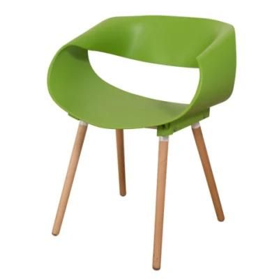 Modern Stylish PP Plastic Dining Chairs with Wood Legs