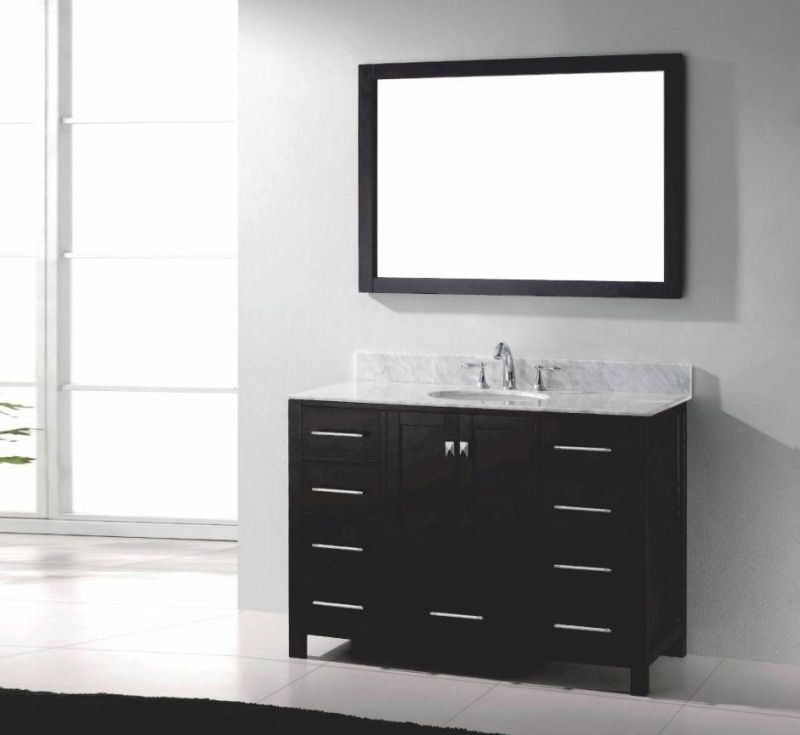 Modern Luxury Bathroom Equipment Wall Hung Wsingle Sink Solid Wood Bathroom Cabinet with Countertop
