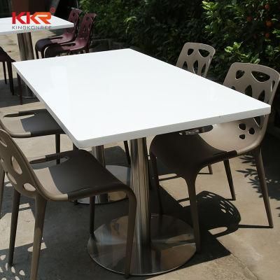Kkr Solid Surface Acrylic Dining Table Luxury Artificial Resin Stone Restaurant Coffee Tables