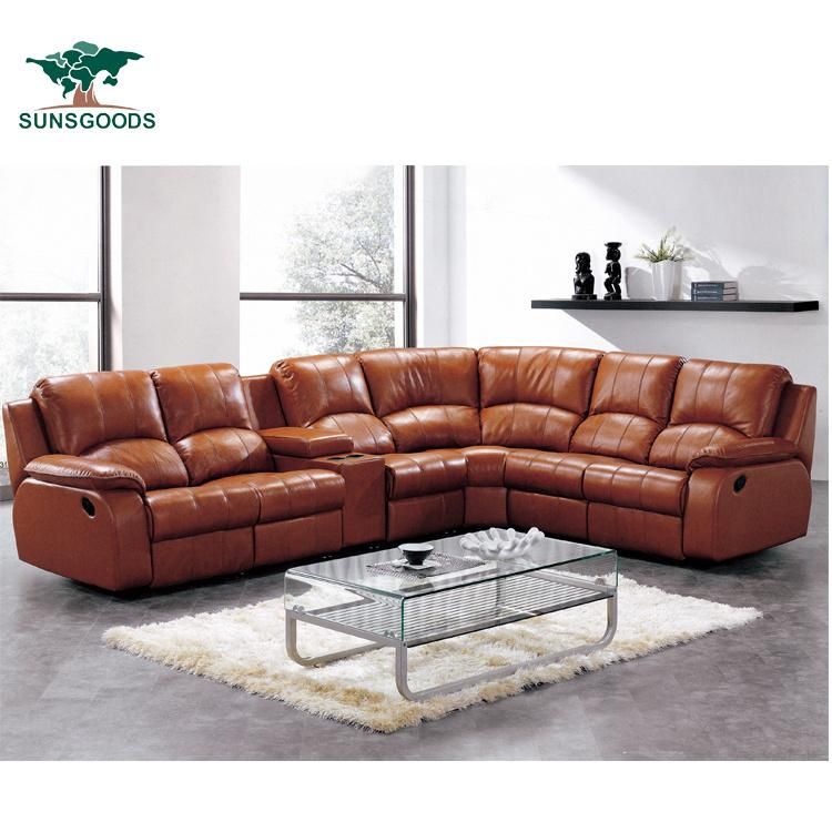 Modern Designs Leisure PU Leather Home Furniture Genuine Leather Corner Sofa