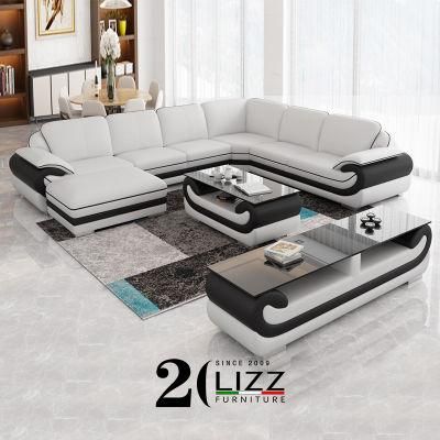 Modern Living Room Real Leather Corner Sofa