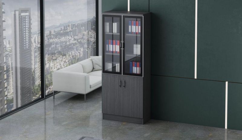 Hot Sale Modern Design Wooden MDF 2 Doors Bookshelf Office File Cabinet