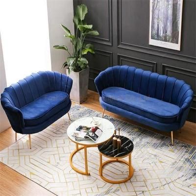 Blue Fabric 2/3 Seats Chair Living Room Luxury Furniture Velvet Leisure Lounges Sofa Set for Home Office and Hotel Leisure Room