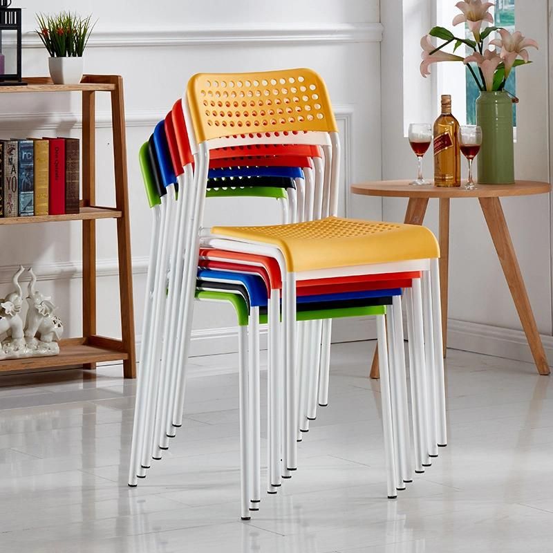 Modern Home Cafe Living Room Furniture Iron Frame Plastic Dining Chairs