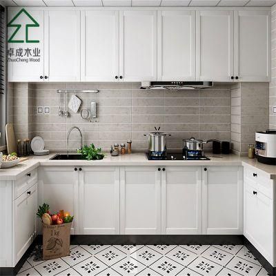 White Color MDF Faced PVC Kitchen Cabinet with Hinge