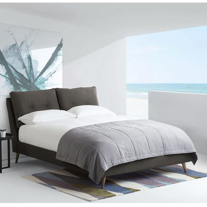 Home Use Bedroom Bed Fabric Wood Bed Frame Modern Beds