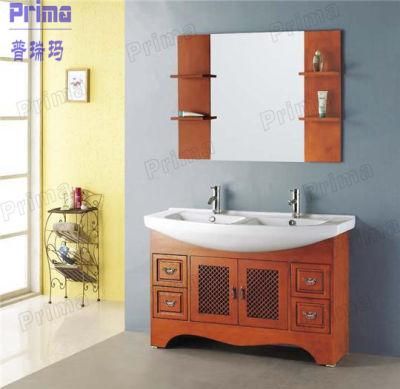 Finetempered Glass Solid Wood Bathroom Furniture with Mirror