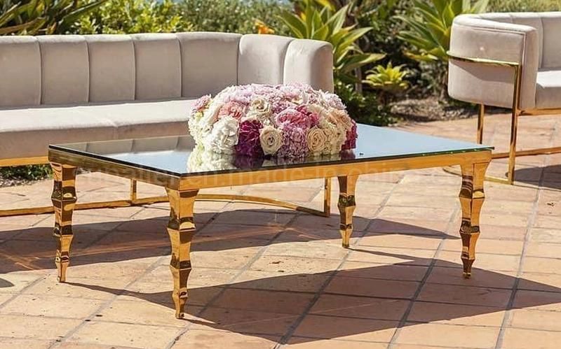 Luxury Metal Gold Mirror Glass Coffee Table for Hotel