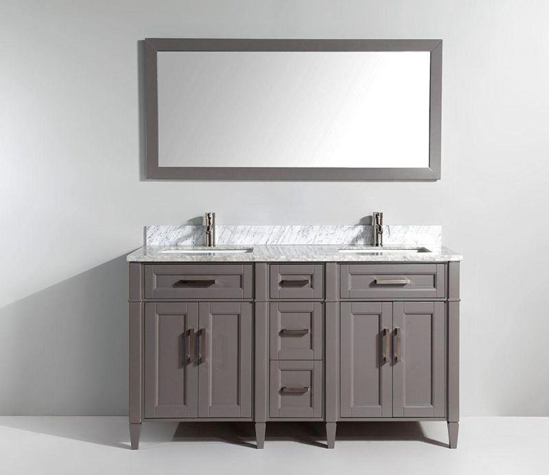 American Oak Wood Modern Bathroom Cabinet Espresso Double Sink Bathroom Vanity