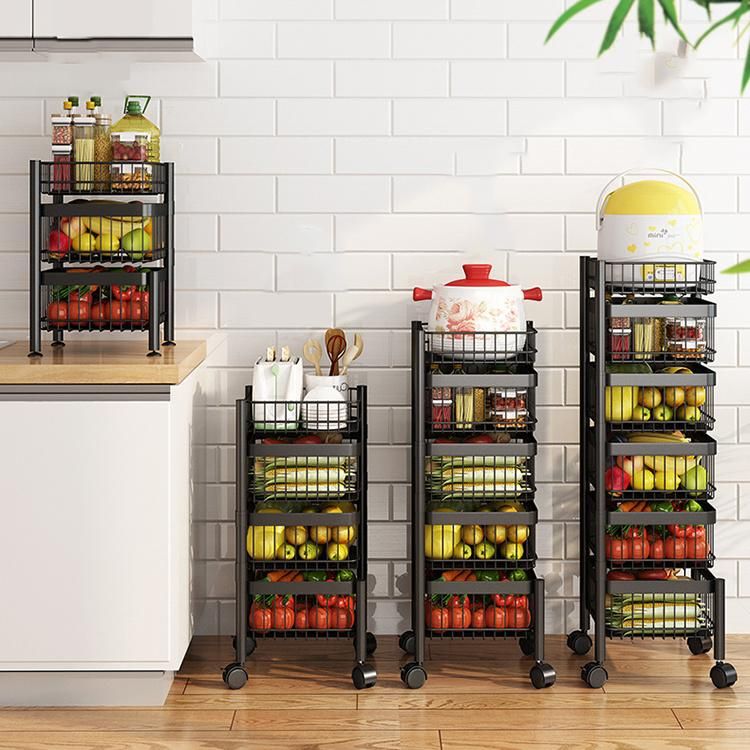 4 Tier Kitchen Storage Rack Rotating Square Kitchen Rack Basket Household Items Fruits and Vegetables Storage Rack