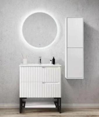 Factory Wholesale Bathroom Cabinet New Design Floor Mounted Bathroom Vanity with LED Mirror