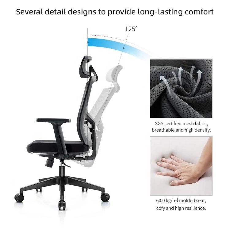 High Quality Free Sample Black Ergonomic Plastic Recliner Swivel Mesh Back Desk Office Gaming Computer Staff Chair Furniture with Bimfa Certificates