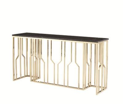 Modern Home Furniture Metal Console Table with Nature Marble Top