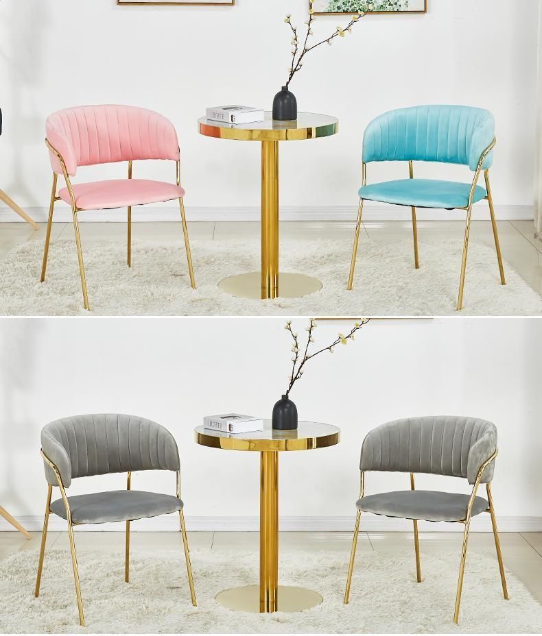 Modern Dining Chairs with Golden Legs Soft Touch Fabric Chair
