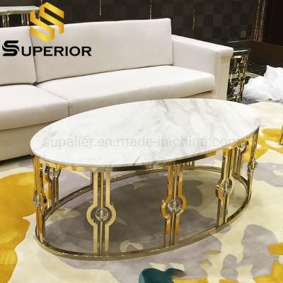 Hotel Furniutre Luxury Golden Oval Center Coffee Table