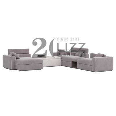 Modern Modular L Shape Sofa Leisure Velvet Fabric Couch Living Room Furniture with Middle Table